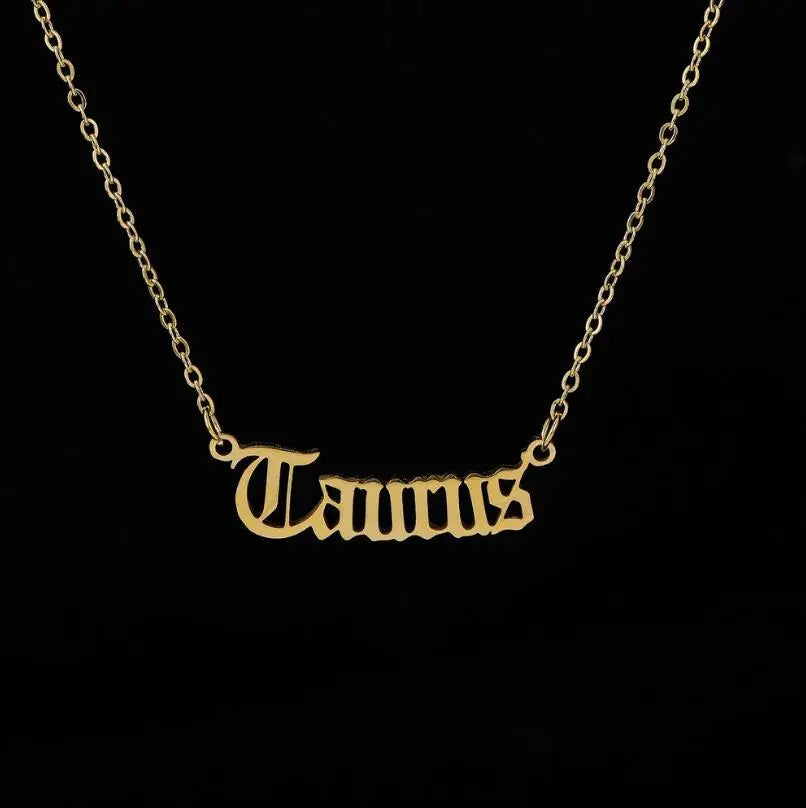 Zodiac Letter Pendant Necklace
