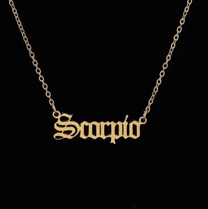 Zodiac Letter Pendant Necklace