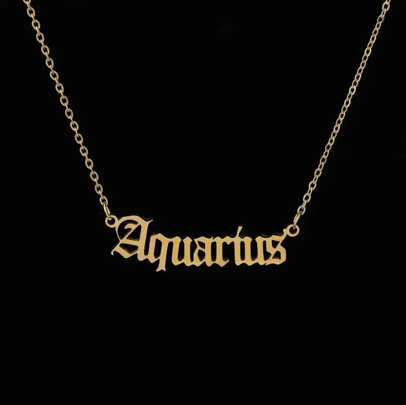 Zodiac Letter Pendant Necklace