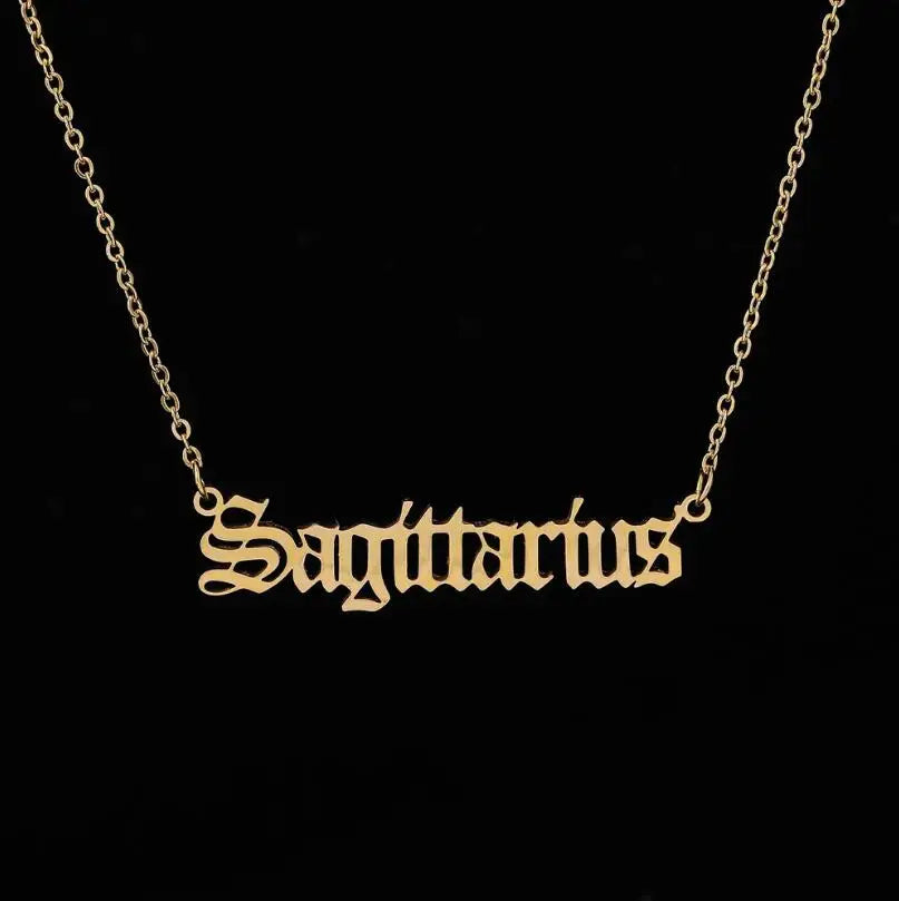 Zodiac Letter Pendant Necklace