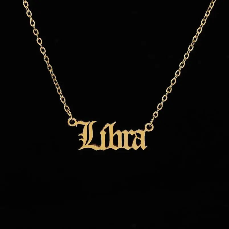 Zodiac Letter Pendant Necklace