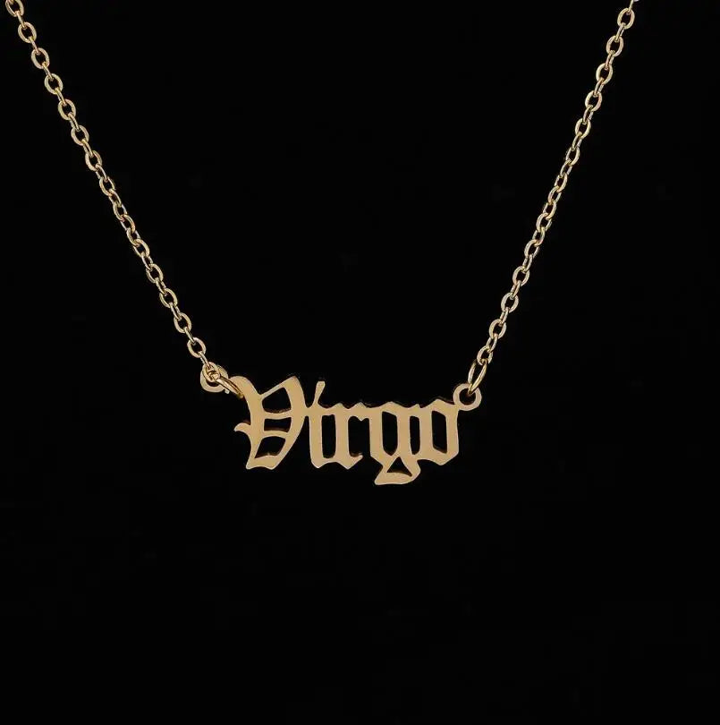 Zodiac Letter Pendant Necklace