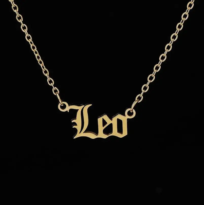 Zodiac Letter Pendant Necklace