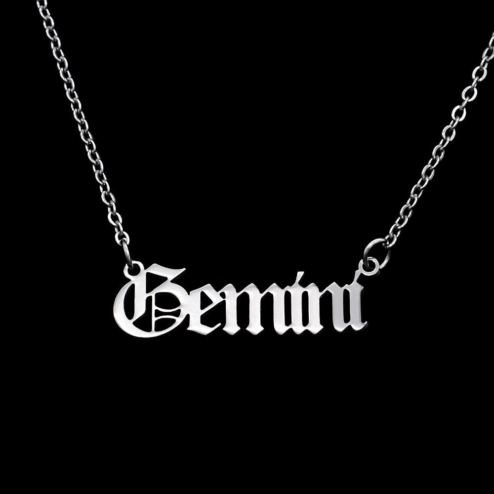 Zodiac Letter Pendant Necklace