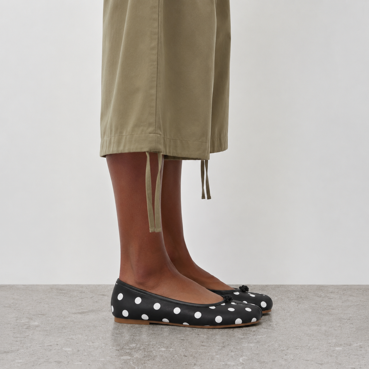 Colette Polka Tabi Ballet Flats by Lil Cacti — vegan tabi flat, angled three-quarter view