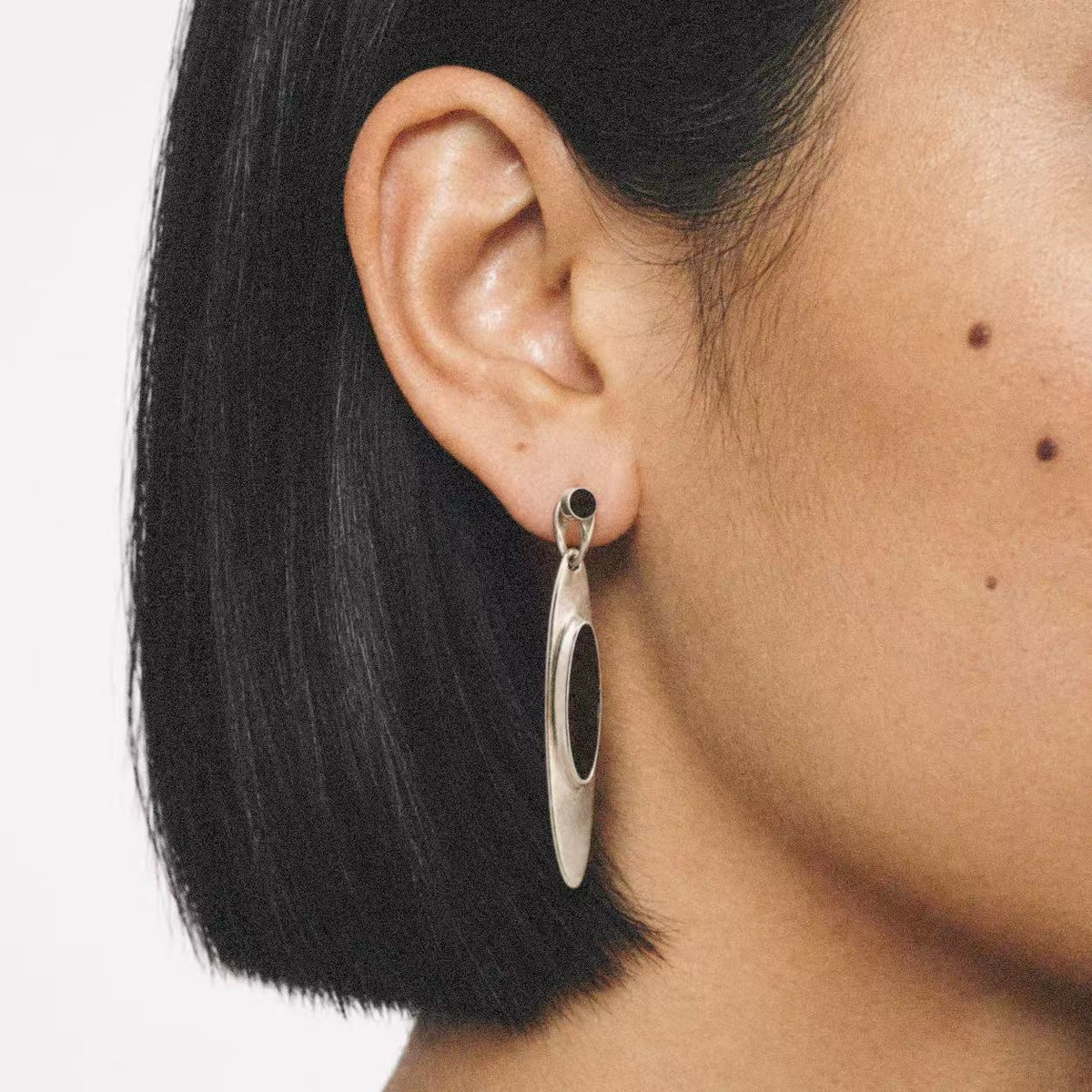 Oval Stone Drop Earrings worn, by Lil Cacti