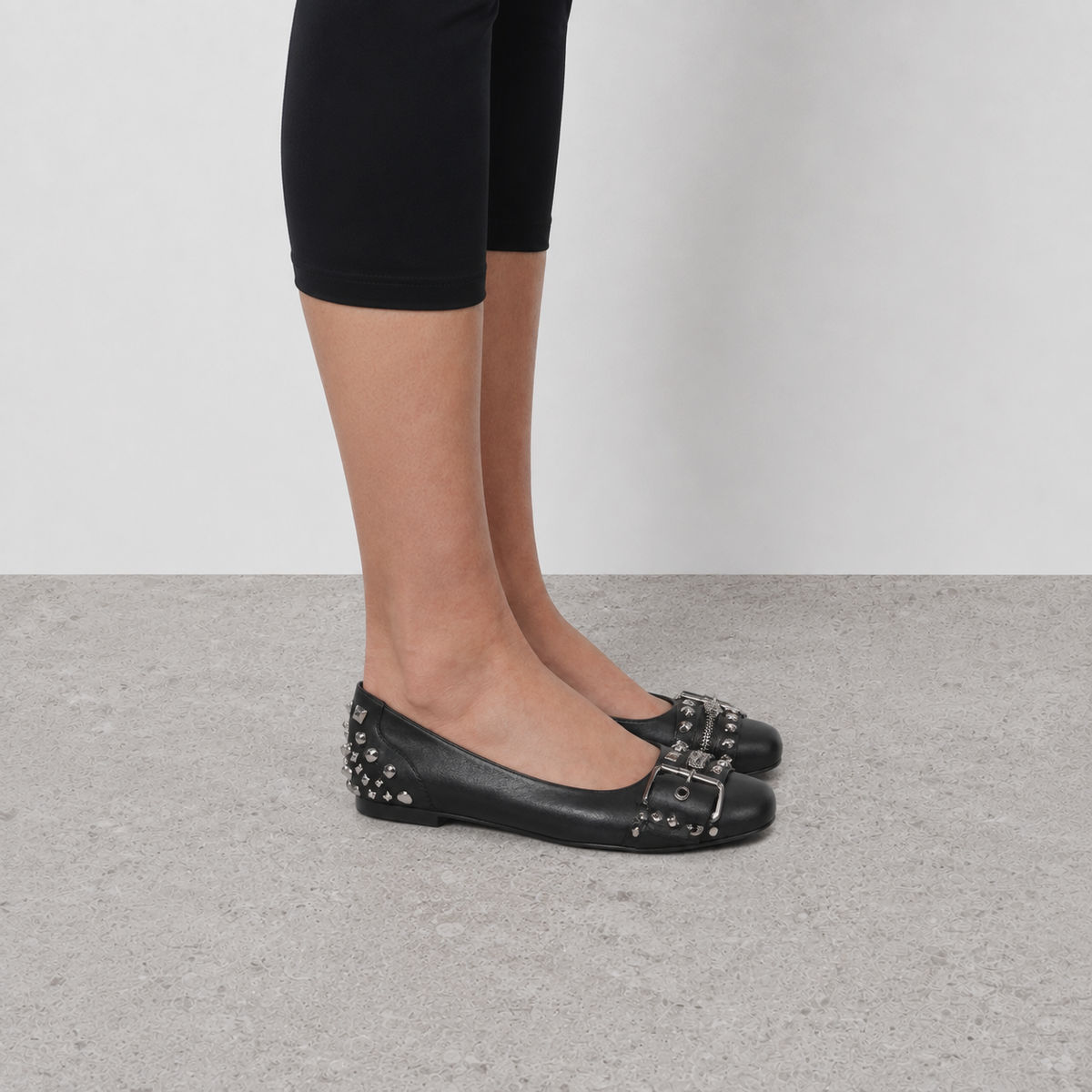 Vivra Strap Leather Ballet Flats by Lil Cacti — vegan ballet flat, angled three-quarter view