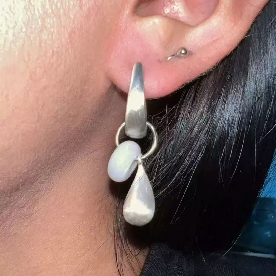 Dew Teardrop Charm Hoop Earrings by Lil Cacti, charm hoop earrings
