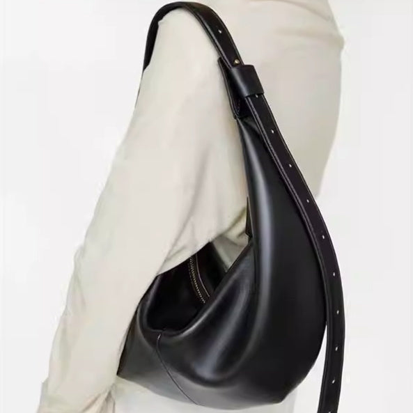 Solea crescent bag top-down view showing moon silhouette and strap detail — Lil Cacti