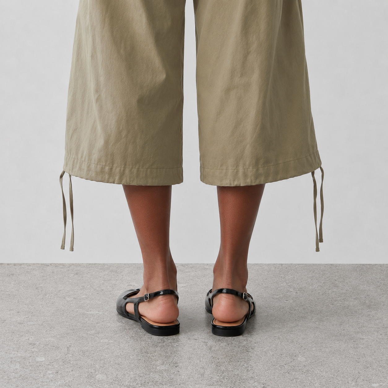 Claudia tabi slingback flats - Black by Lil Cacti — vegan tabi flat, rear view showing the heel