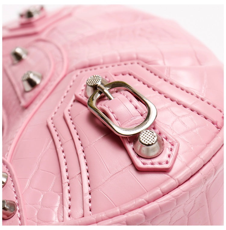 Rivet Tassel Crescent Shoulder Bag
