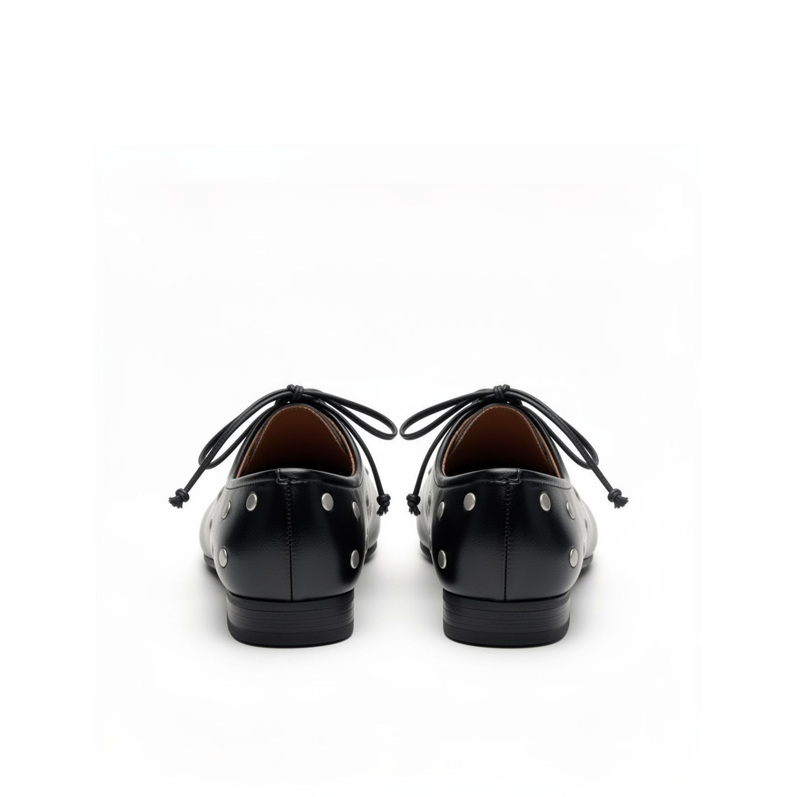 Adora black studded ballet flats 45-degree angle, dark feminine whimsigoth aesthetic — Lil Cacti