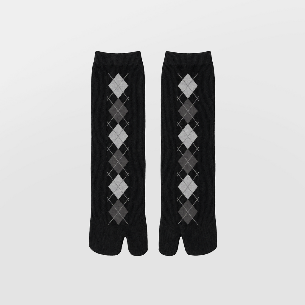 Lil Cacti Ottilia Argyle Tabi Socks in Black product hero view 1