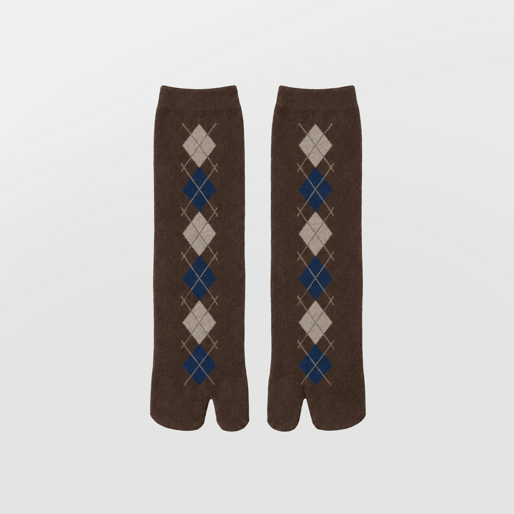 Lil Cacti Ottilia Argyle Tabi Socks in Coffee product hero view 7