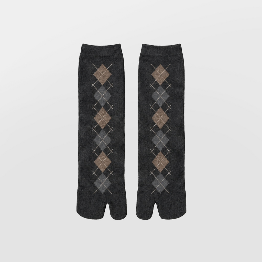 Lil Cacti Ottilia Argyle Tabi Socks in Dark Gray product hero view 13