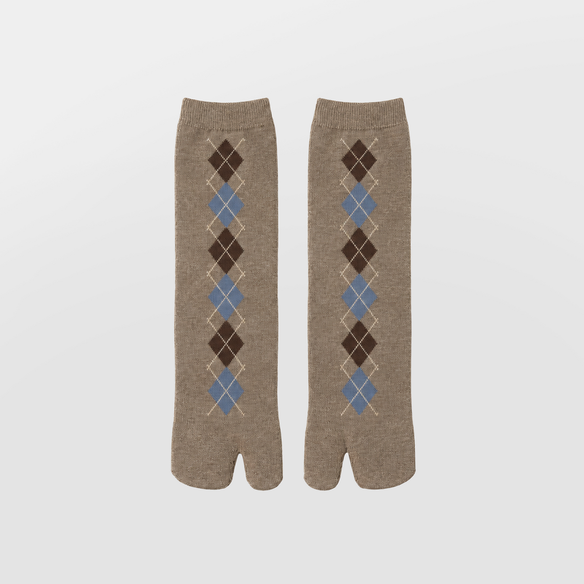 Lil Cacti Ottilia Argyle Tabi Socks in Khaki product hero view 4