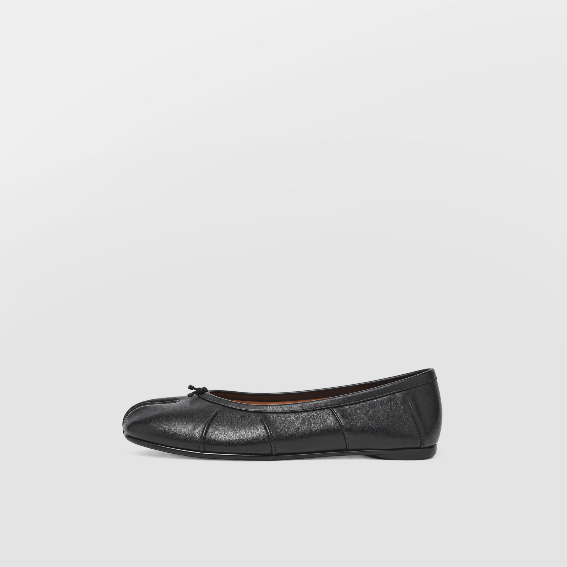 Amelora Black Leather Tabi Ballet Flats by Lil Cacti — vegan tabi flat, front view