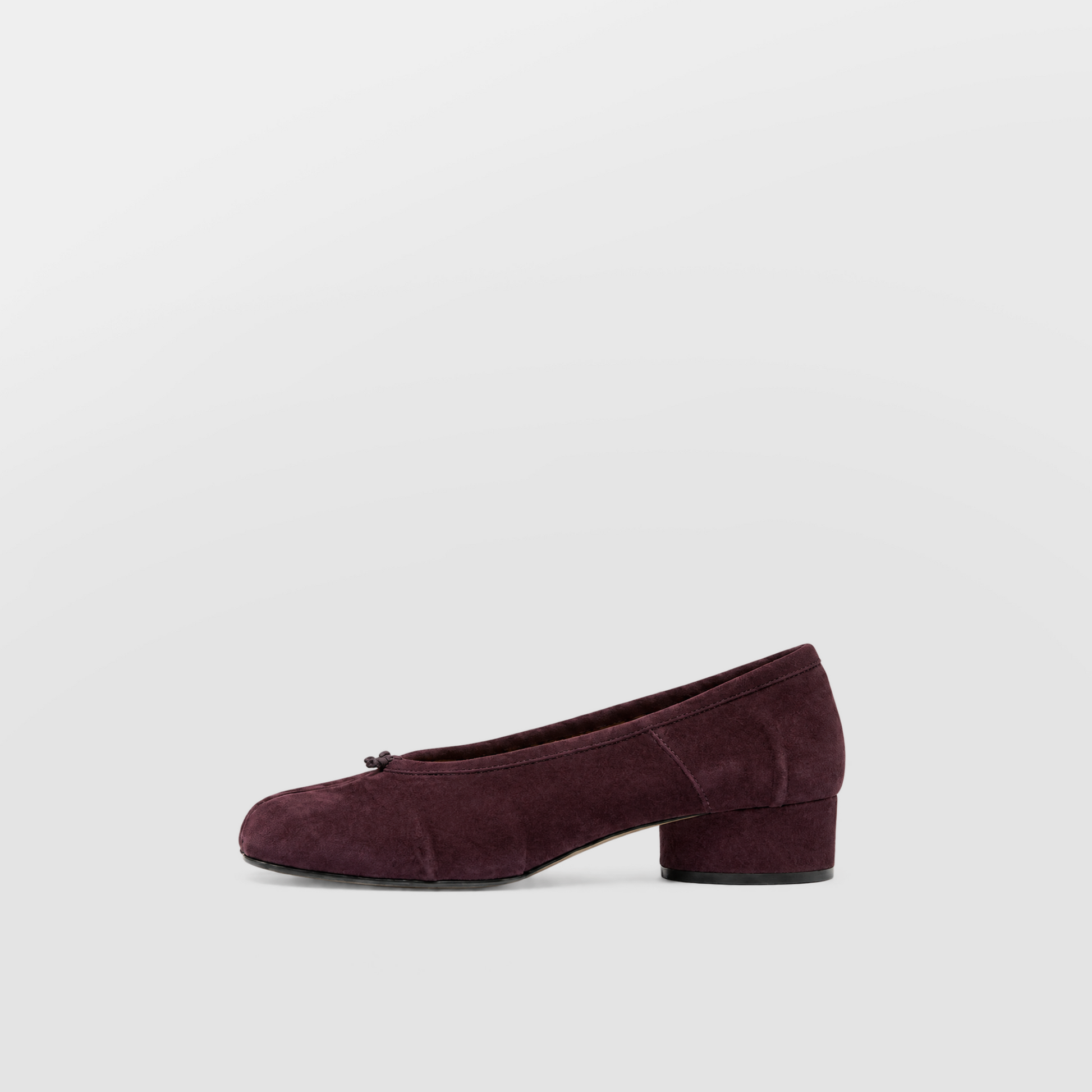 Amelora Suede Tabi Heels - Plum by Lil Cacti — vegan tabi heel, front view
