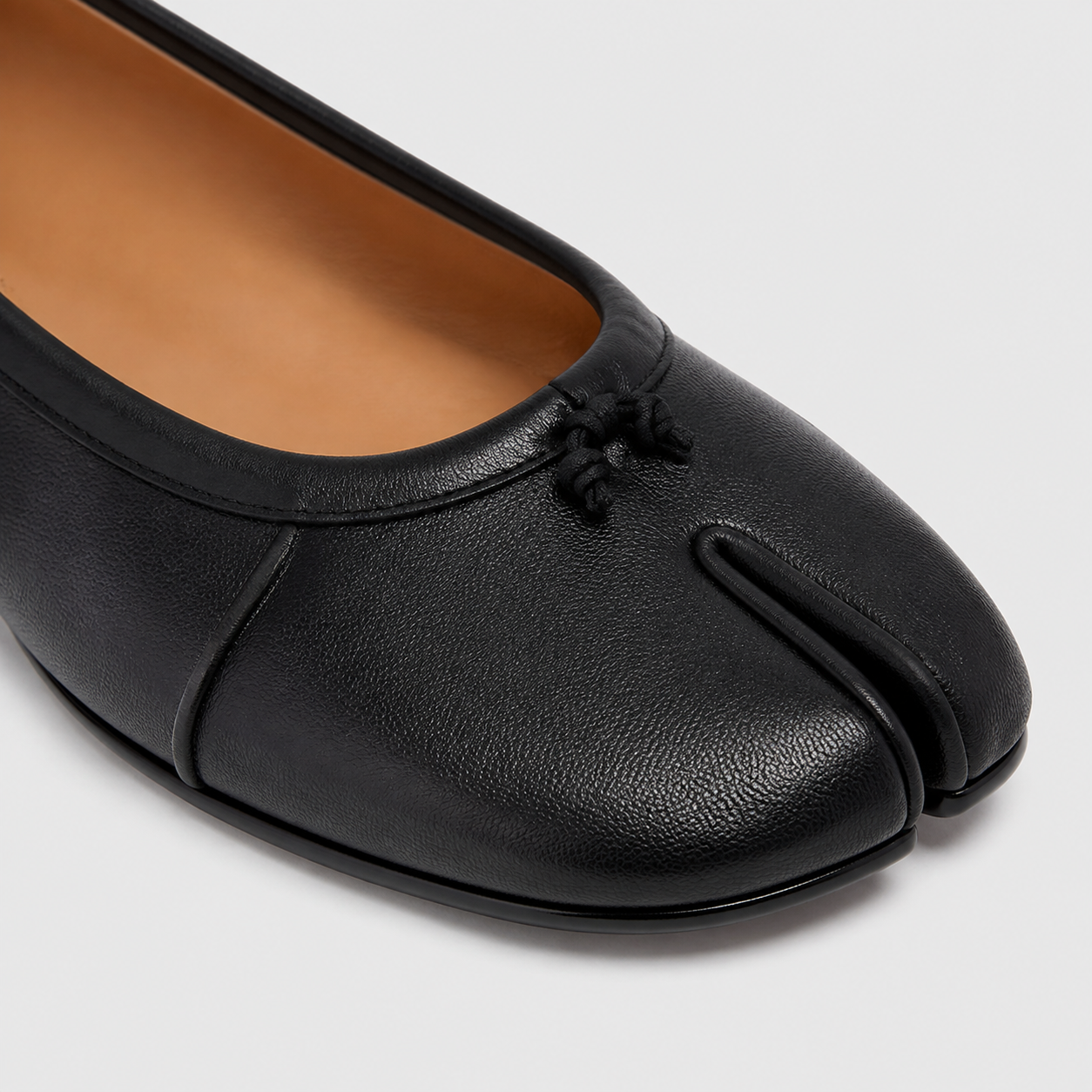 Amelora Black Leather Tabi Ballet Flats by Lil Cacti — vegan tabi flat, pair shown side by side
