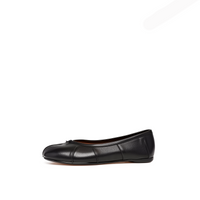 Amelora black leather tabi ballet flats pair view on white background — Lil Cacti footwear