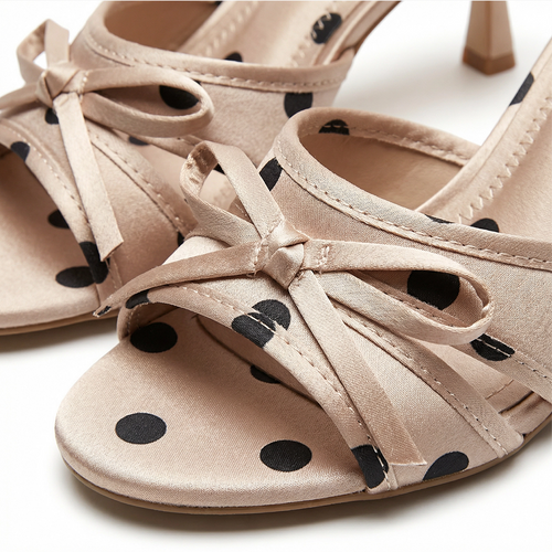 Apricot Polka Kitten Heel Sandals