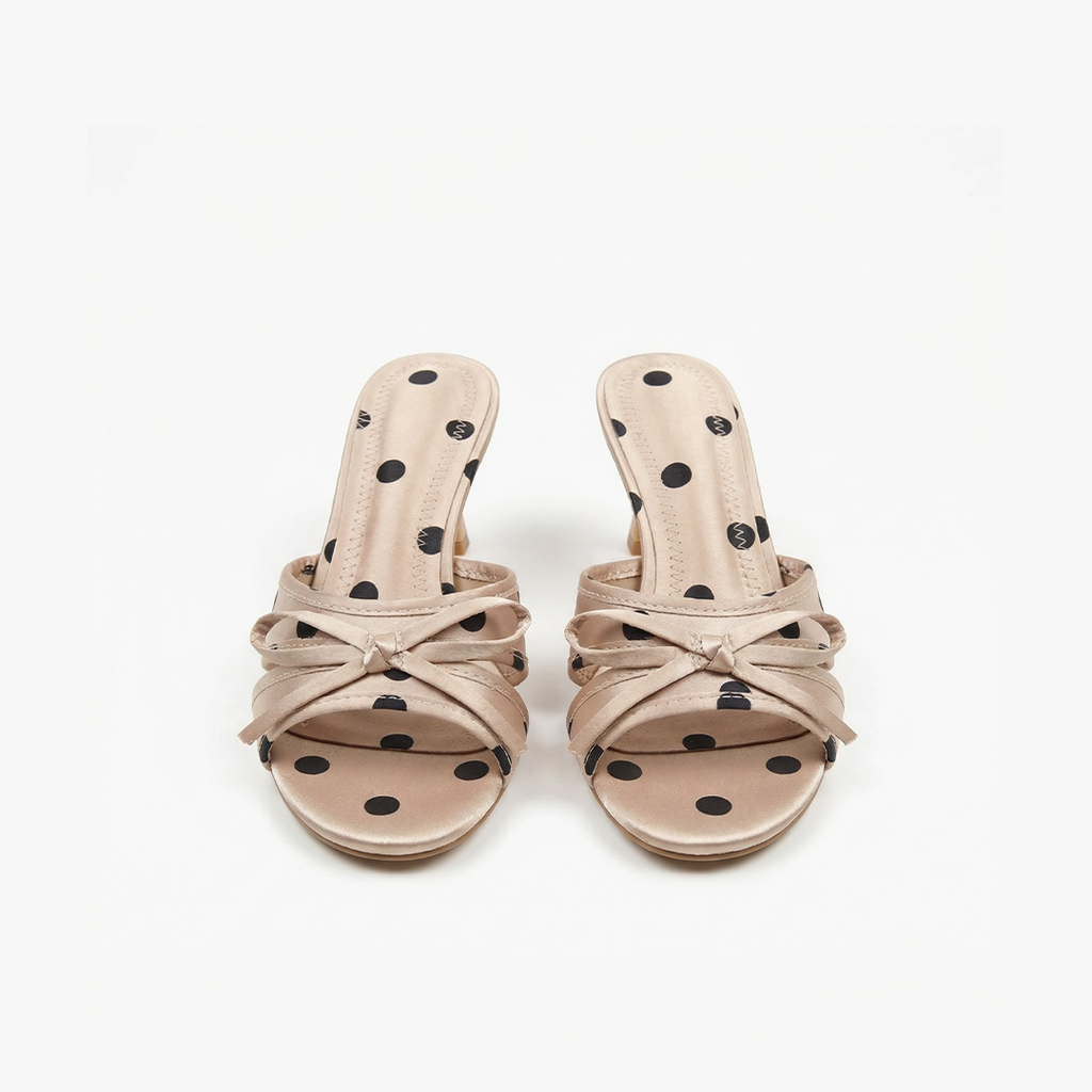 Apricot Polka Kitten Heel Sandals