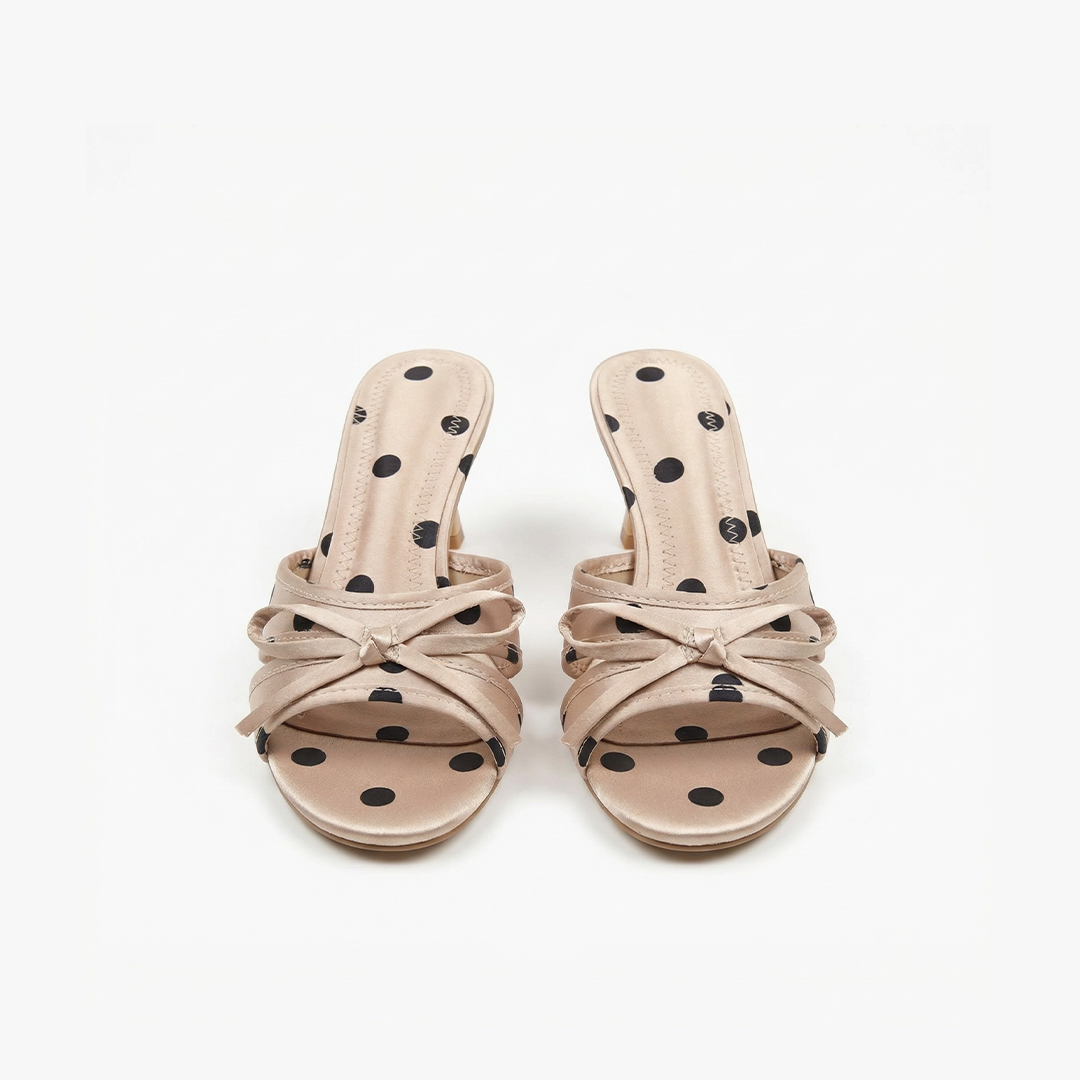 Apricot Polka Kitten Heel Sandals