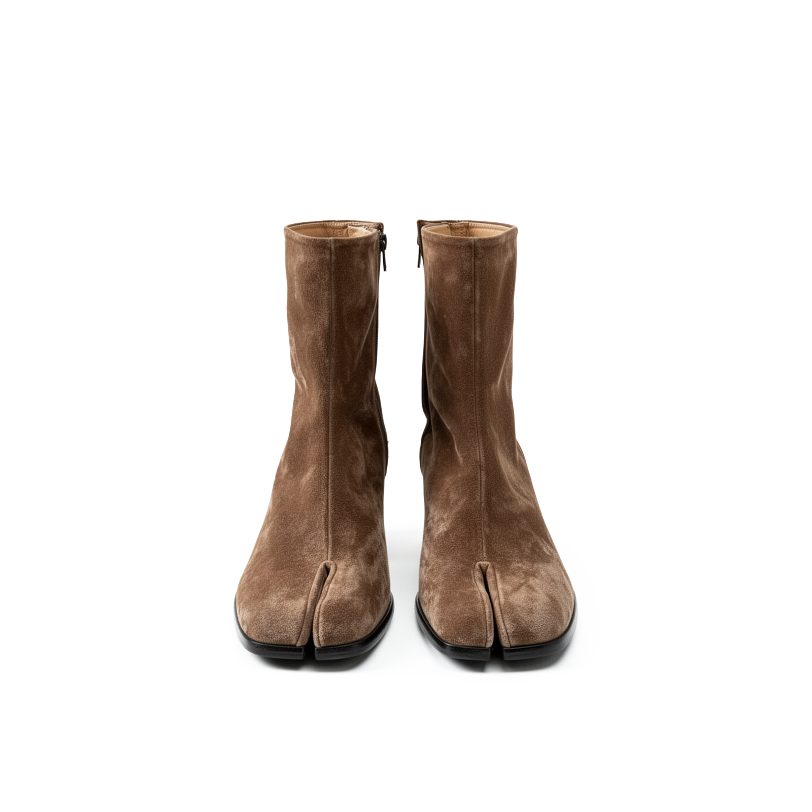 Aurelia — Brown Frosted Suede Tabi Boots three-quarter angle, dark romantic styling — Lil Cacti