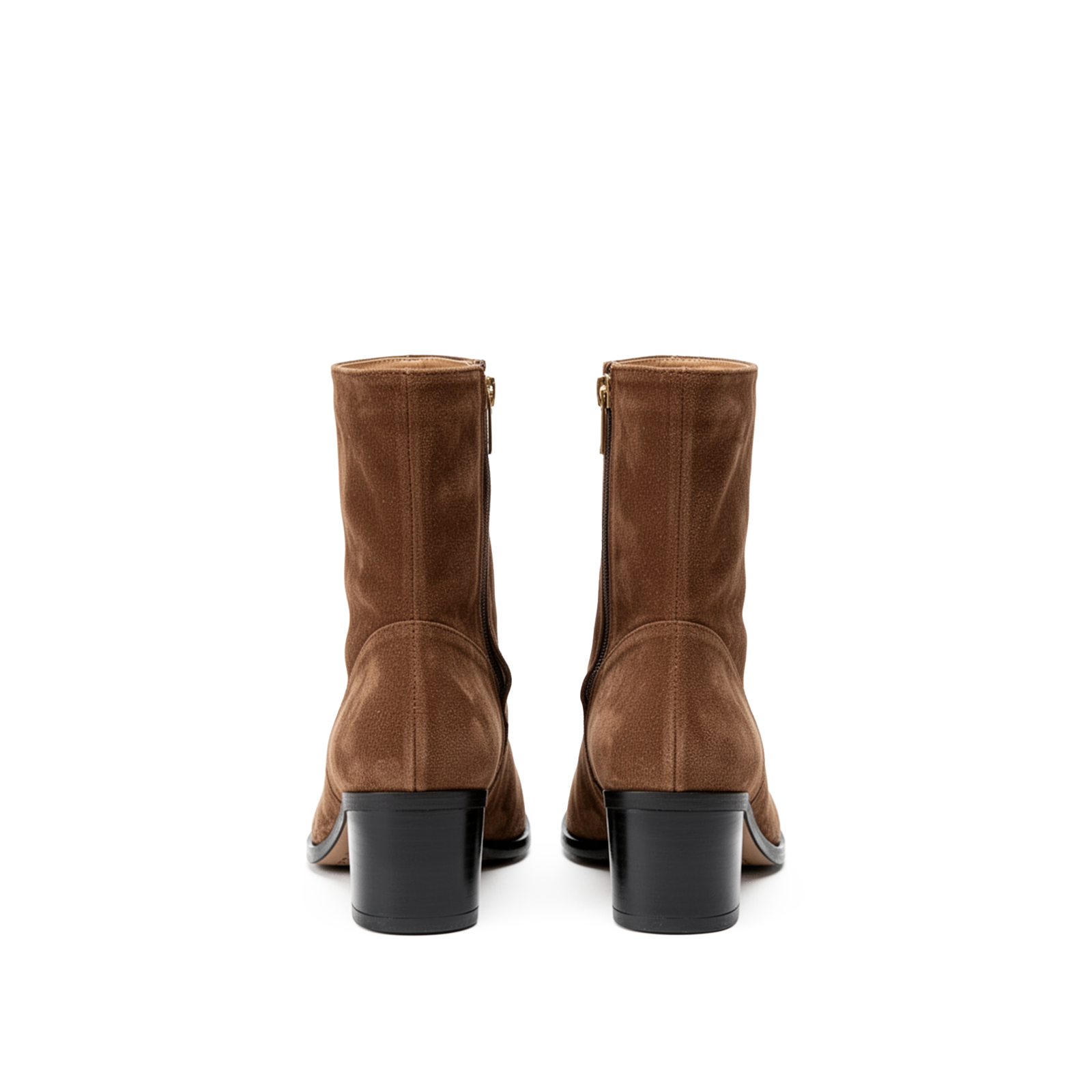 Aurelia brown suede tabi boots top-down view showing split-toe and suede texture