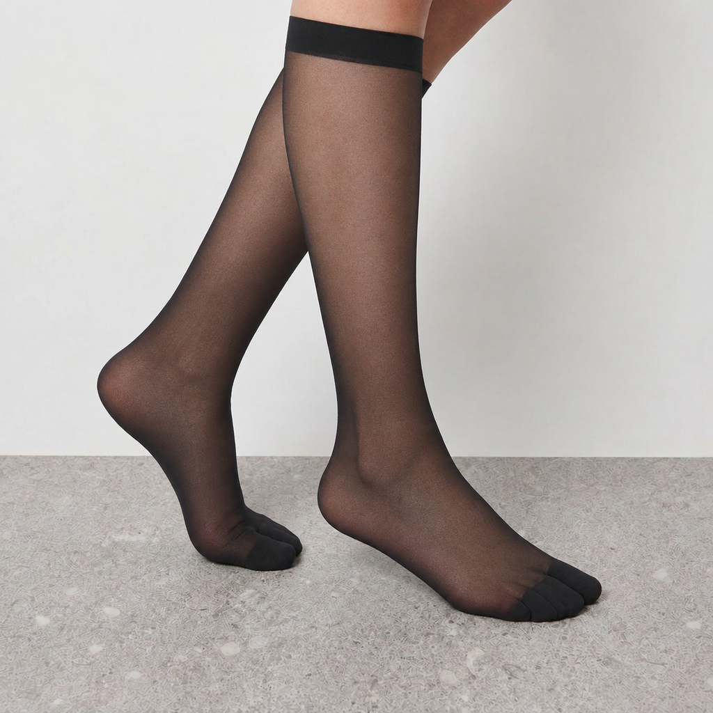 Breathable Calf Socks, 4-Pair Pack in black - on-foot view