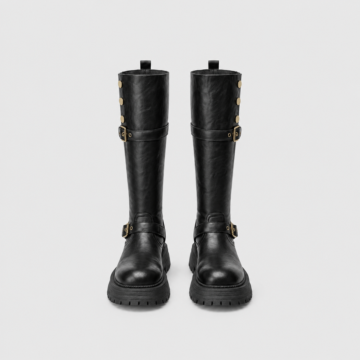 Lil Cacti Briony Buckle Platform Tall Boots in Black product detail view 6