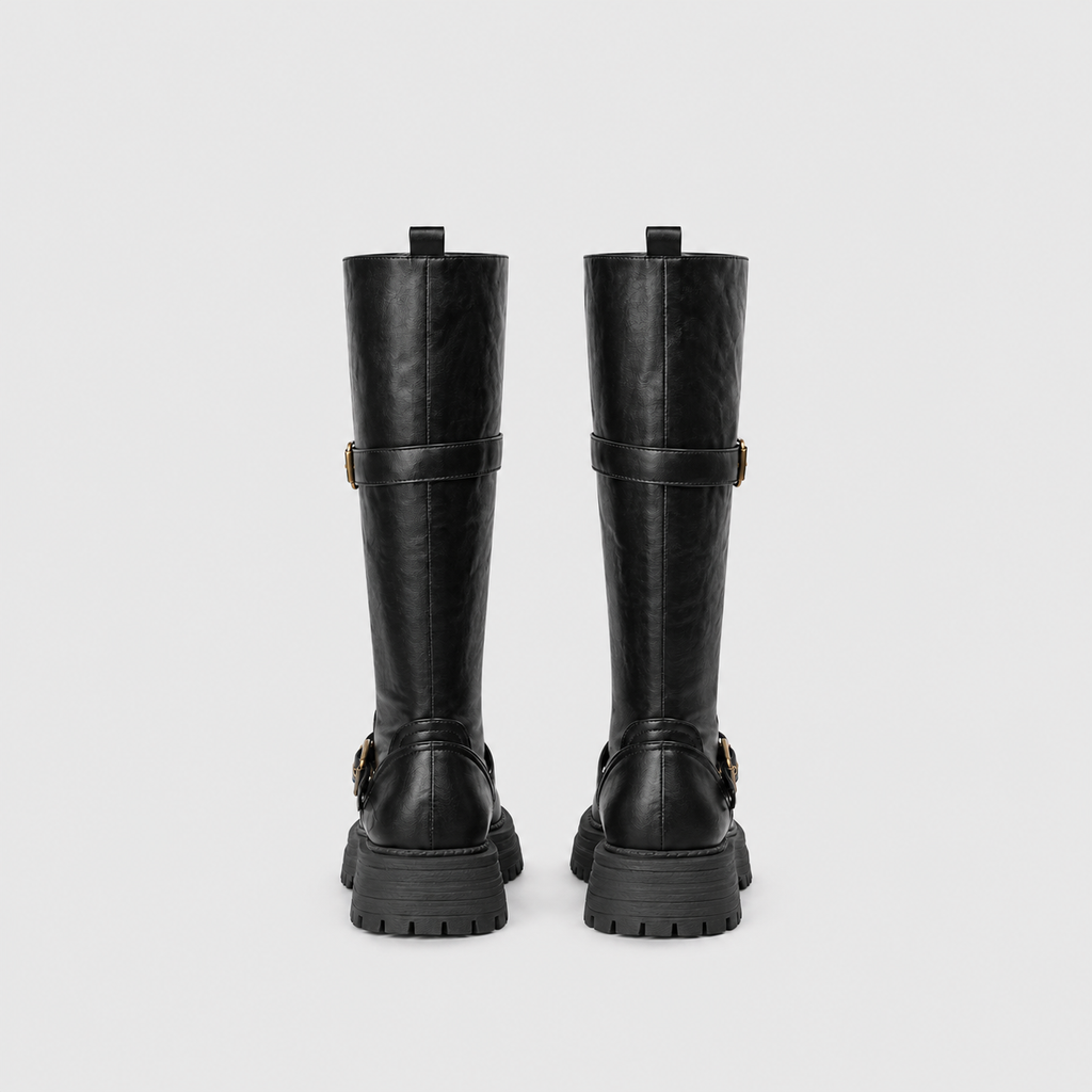 Lil Cacti Briony Buckle Platform Tall Boots in Black product detail view 7
