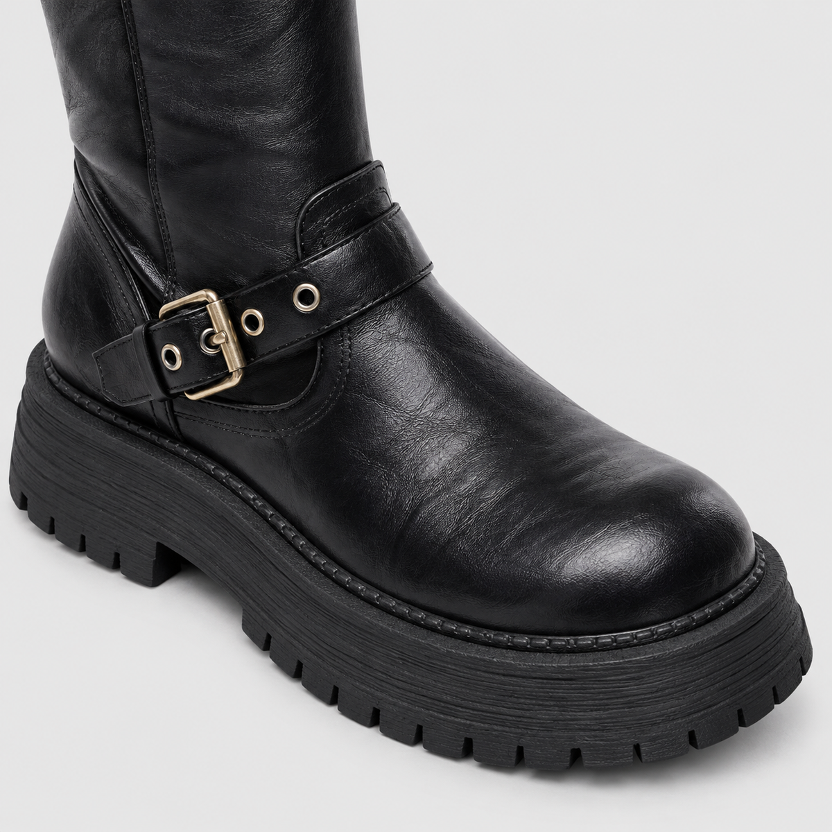 Lil Cacti Briony Buckle Platform Tall Boots in Black product detail view 8