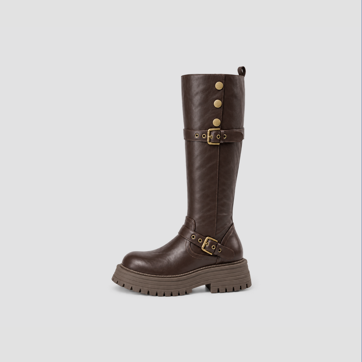 Lil Cacti Briony Buckle Platform Tall Boots in Brown product hero view 9