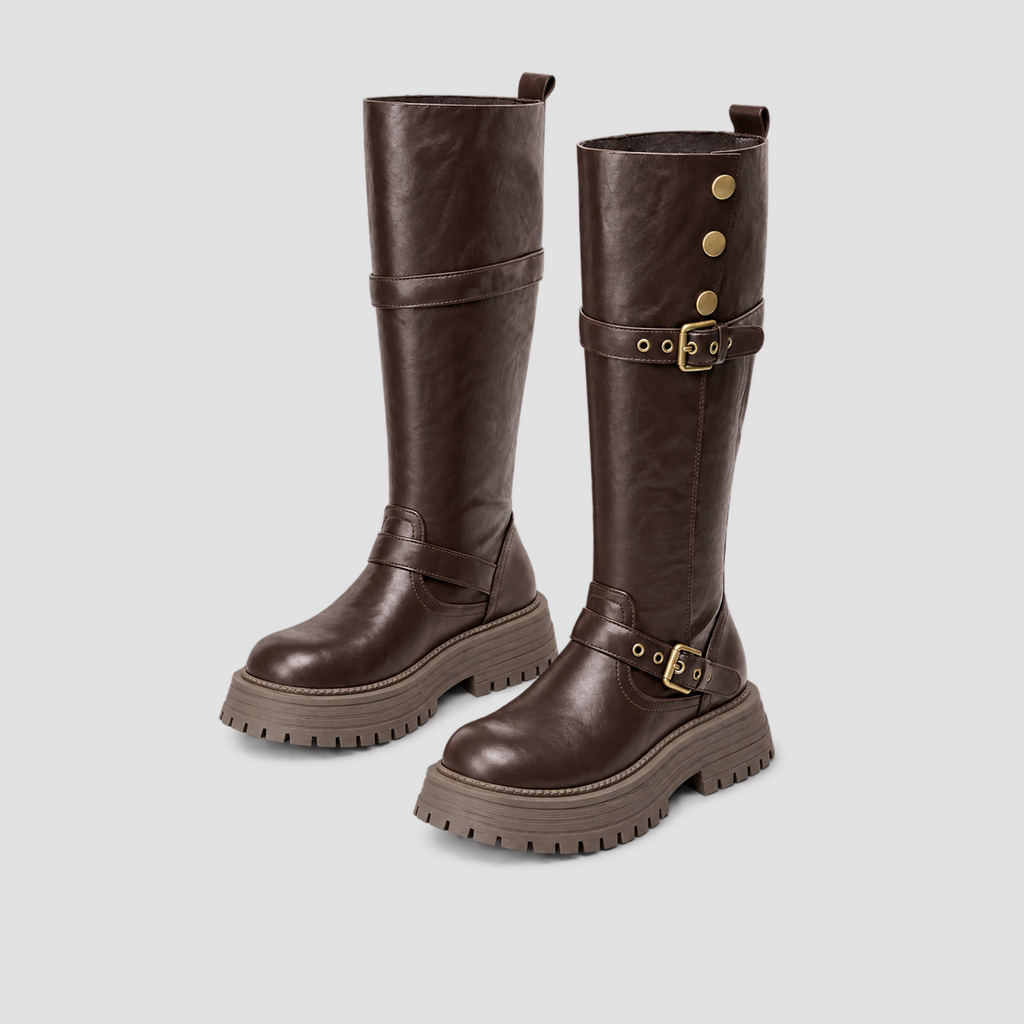 Lil Cacti Briony Buckle Platform Tall Boots in Brown product detail view 14