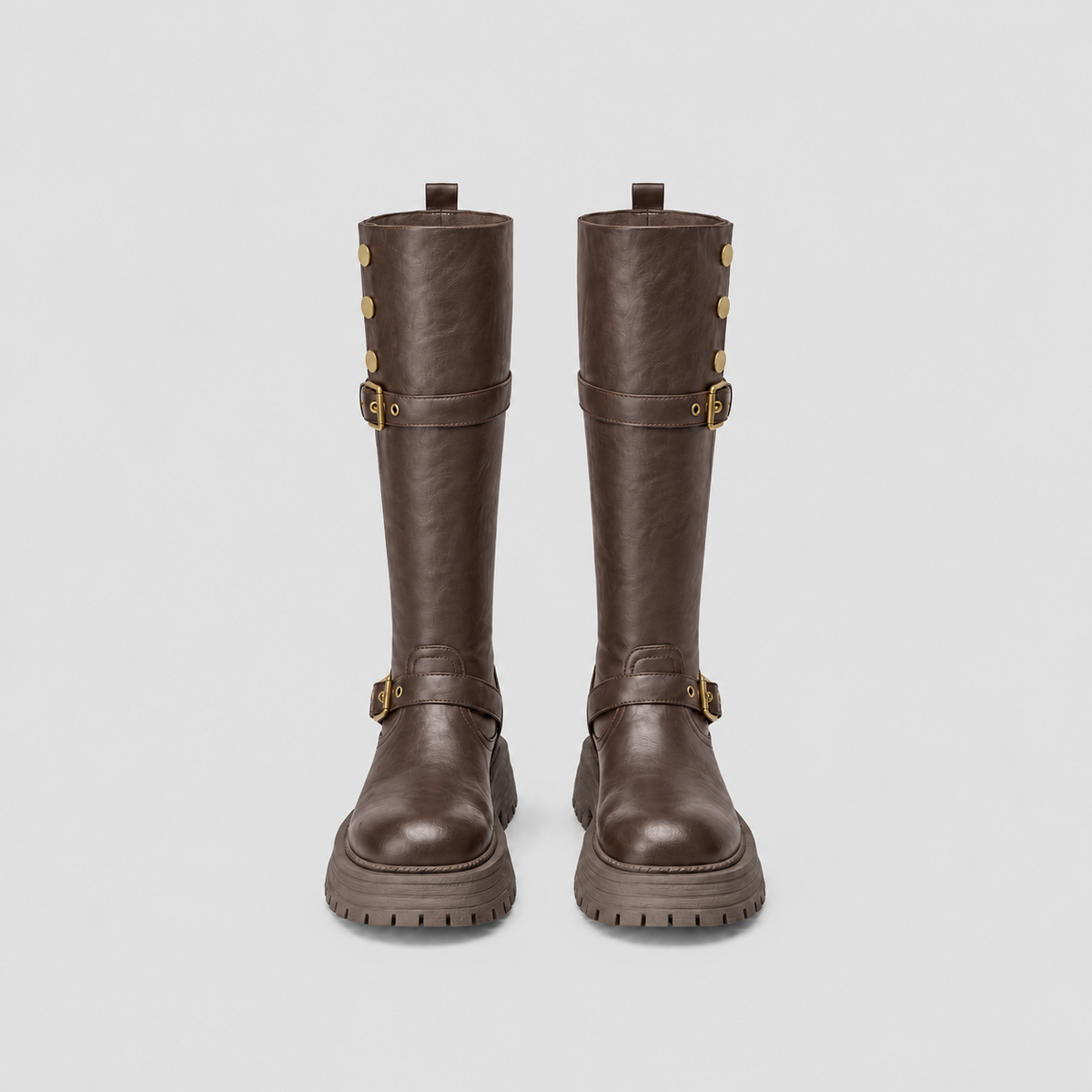 Lil Cacti Briony Buckle Platform Tall Boots in Brown product detail view 15