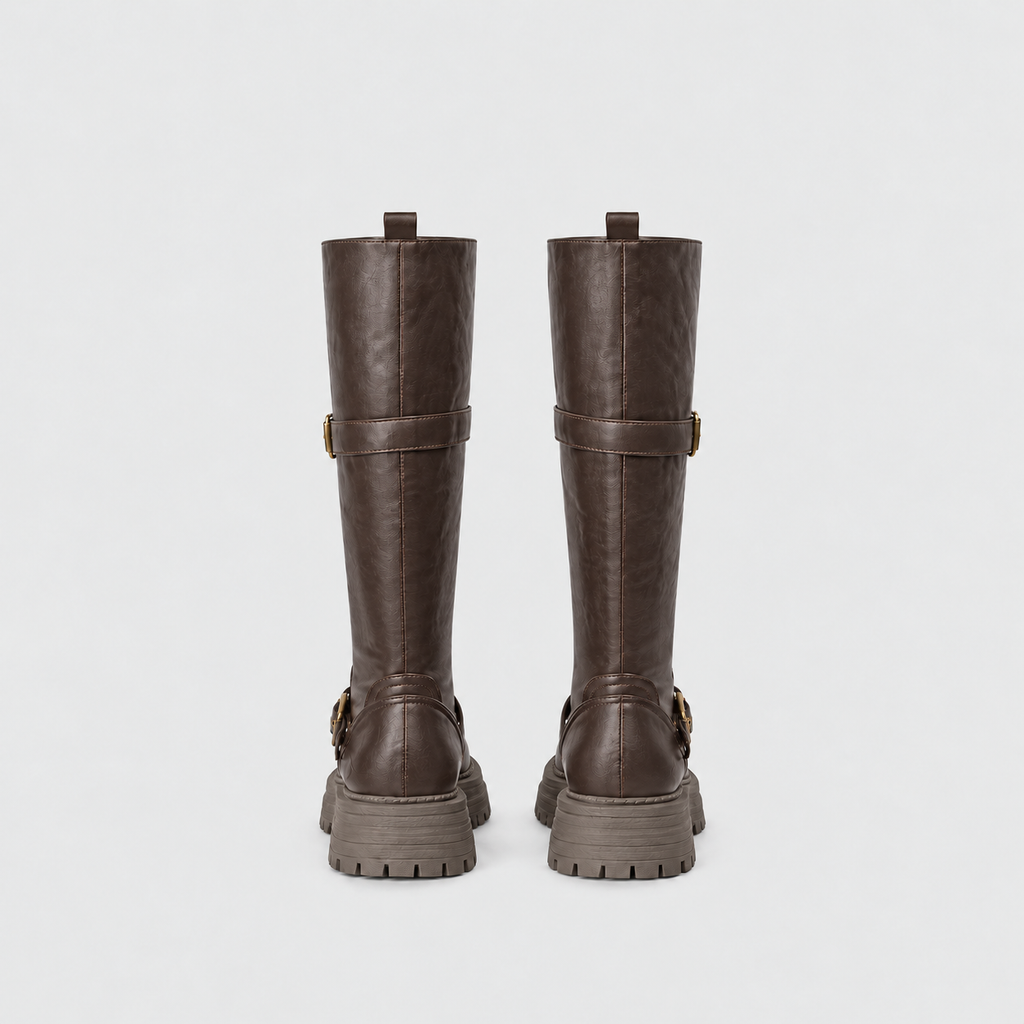 Lil Cacti Briony Buckle Platform Tall Boots in Brown product detail view 16