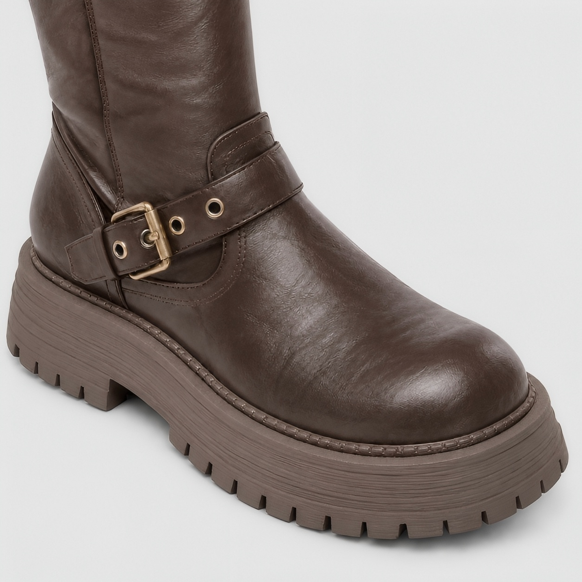 Lil Cacti Briony Buckle Platform Tall Boots in Brown product detail view 17