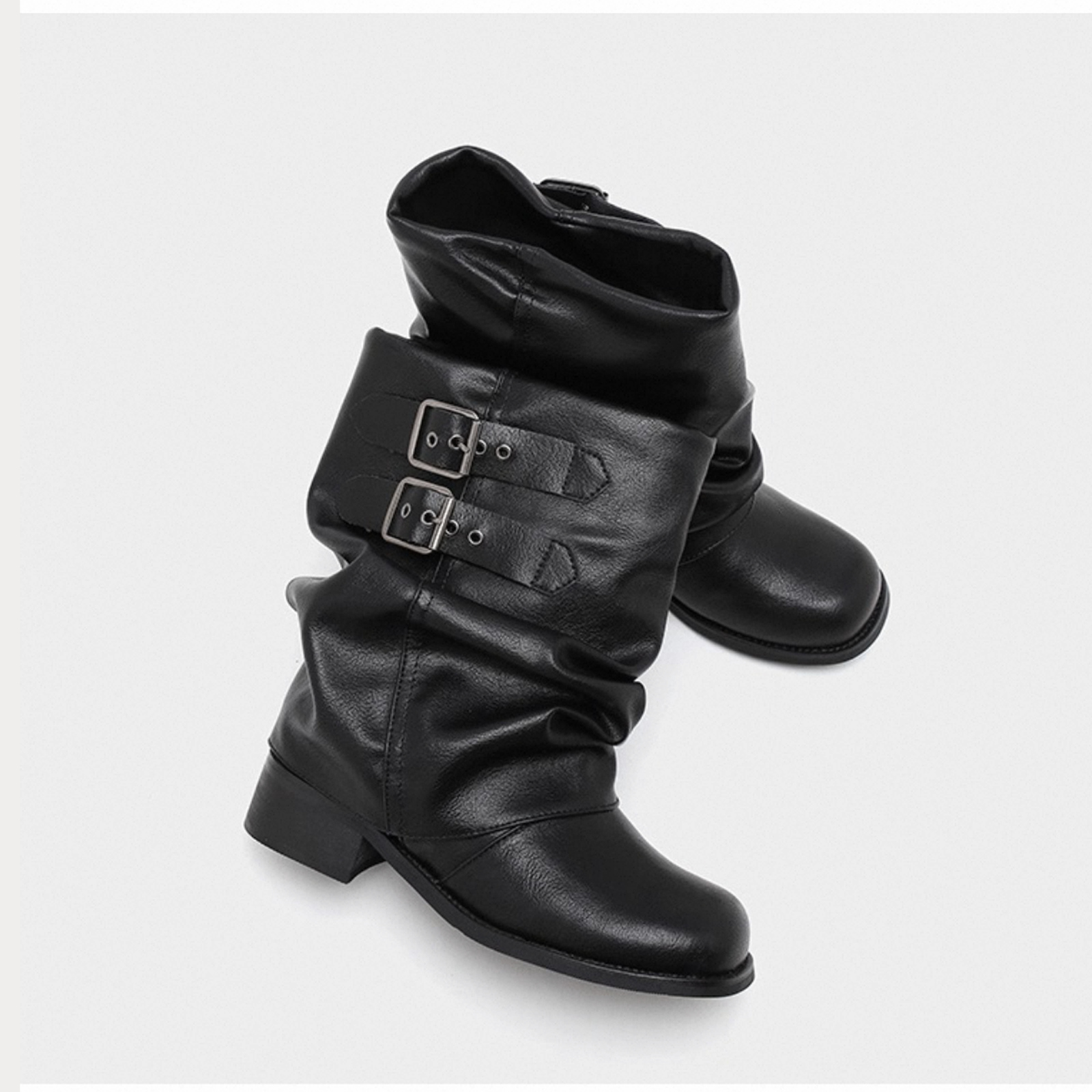 Buckle Slouch Ankle Boots