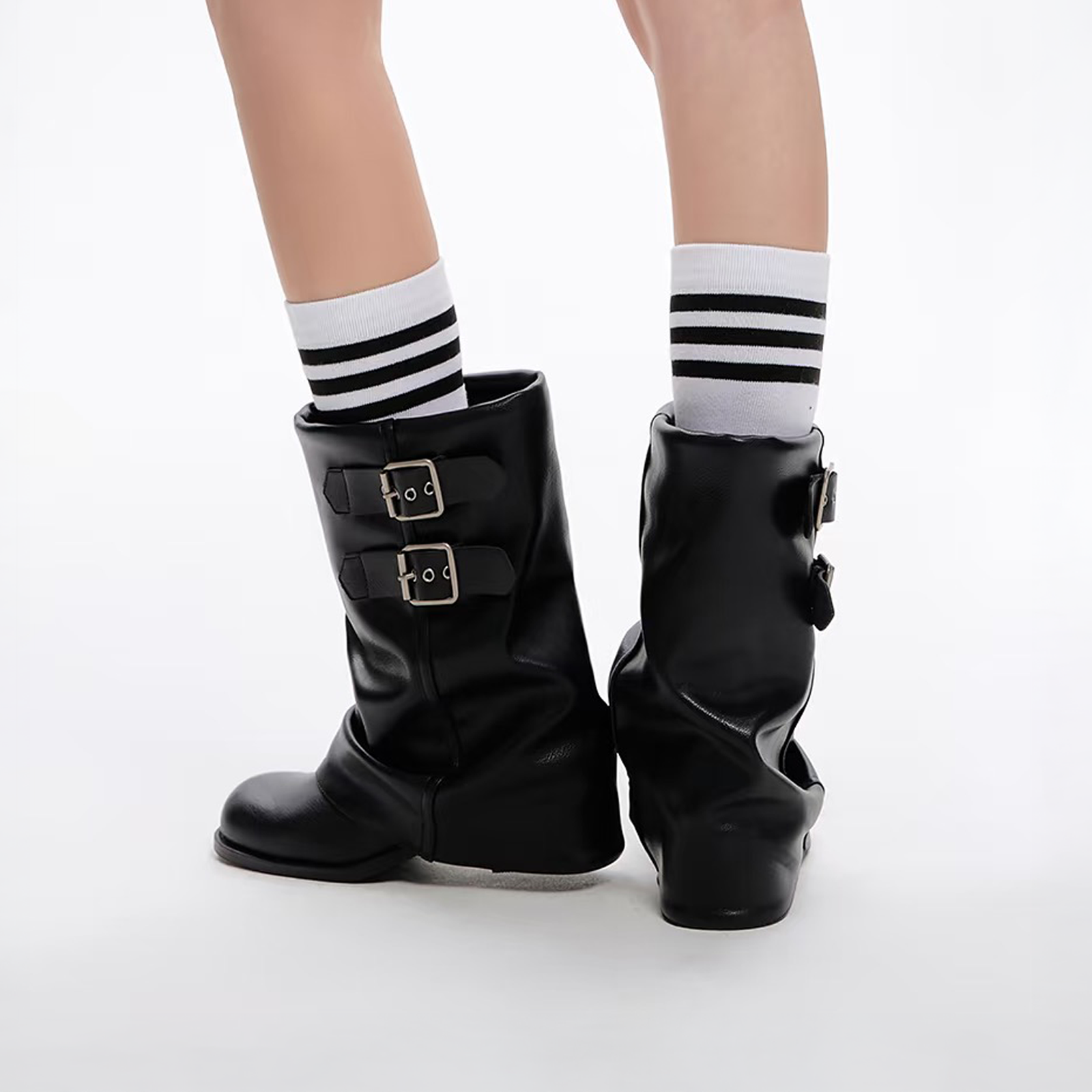 Buckle Slouch Ankle Boots