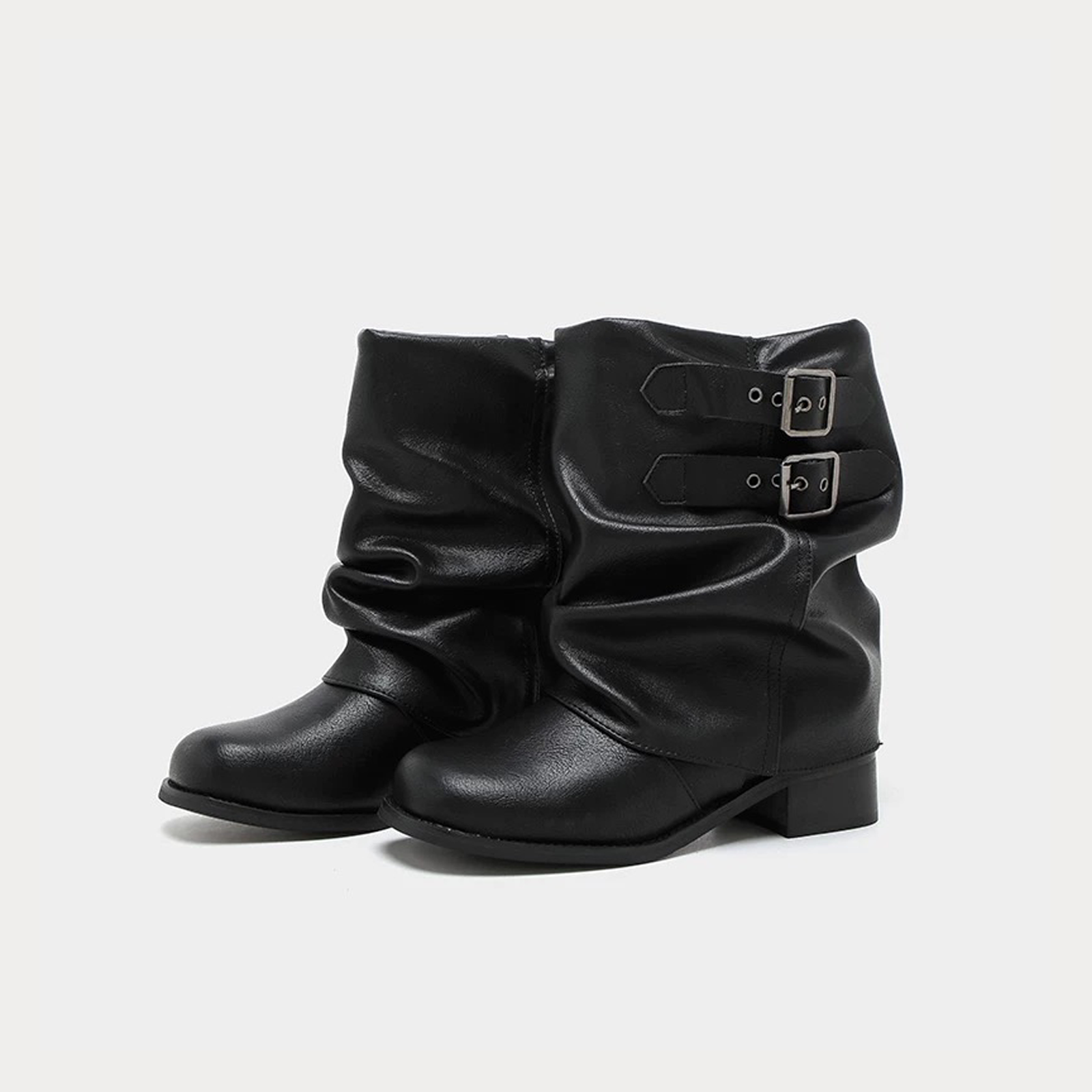 Buckle Slouch Ankle Boots