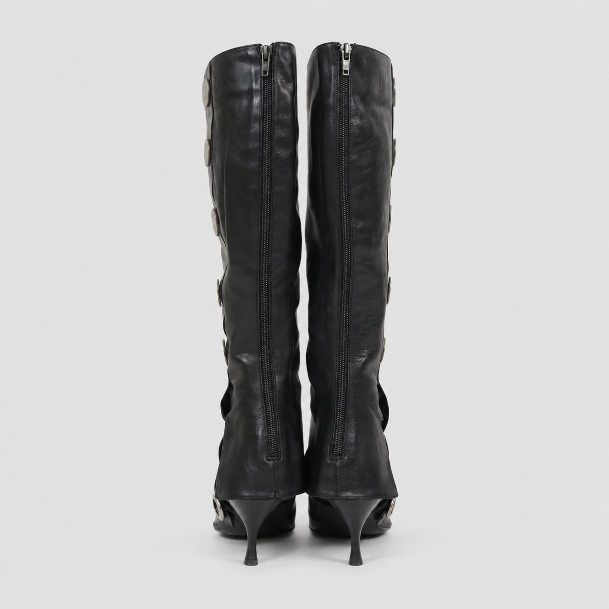 Lil Cacti Calla black coin-detail tall boots pair back view
