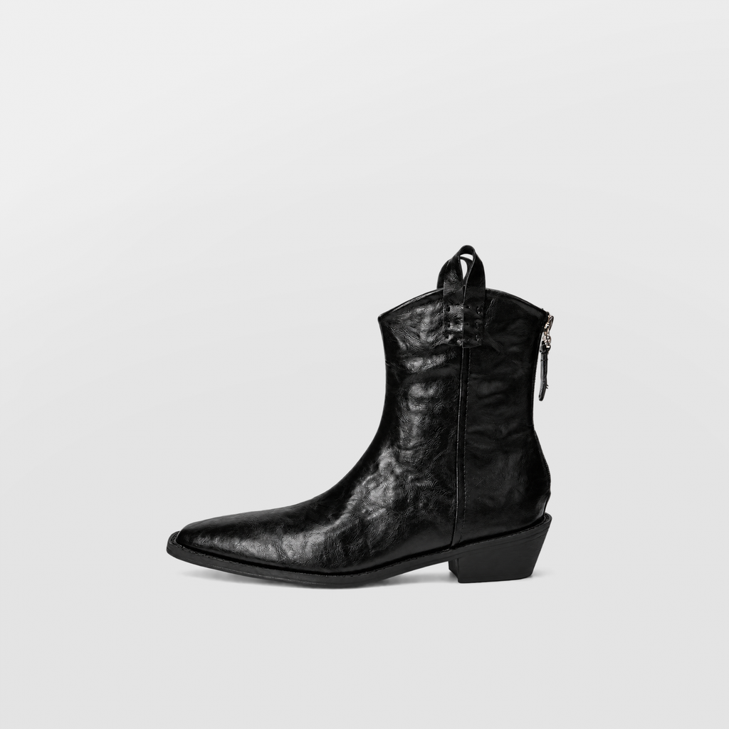 Pair of Lil Cacti black and brown pointed toe western ankle boots