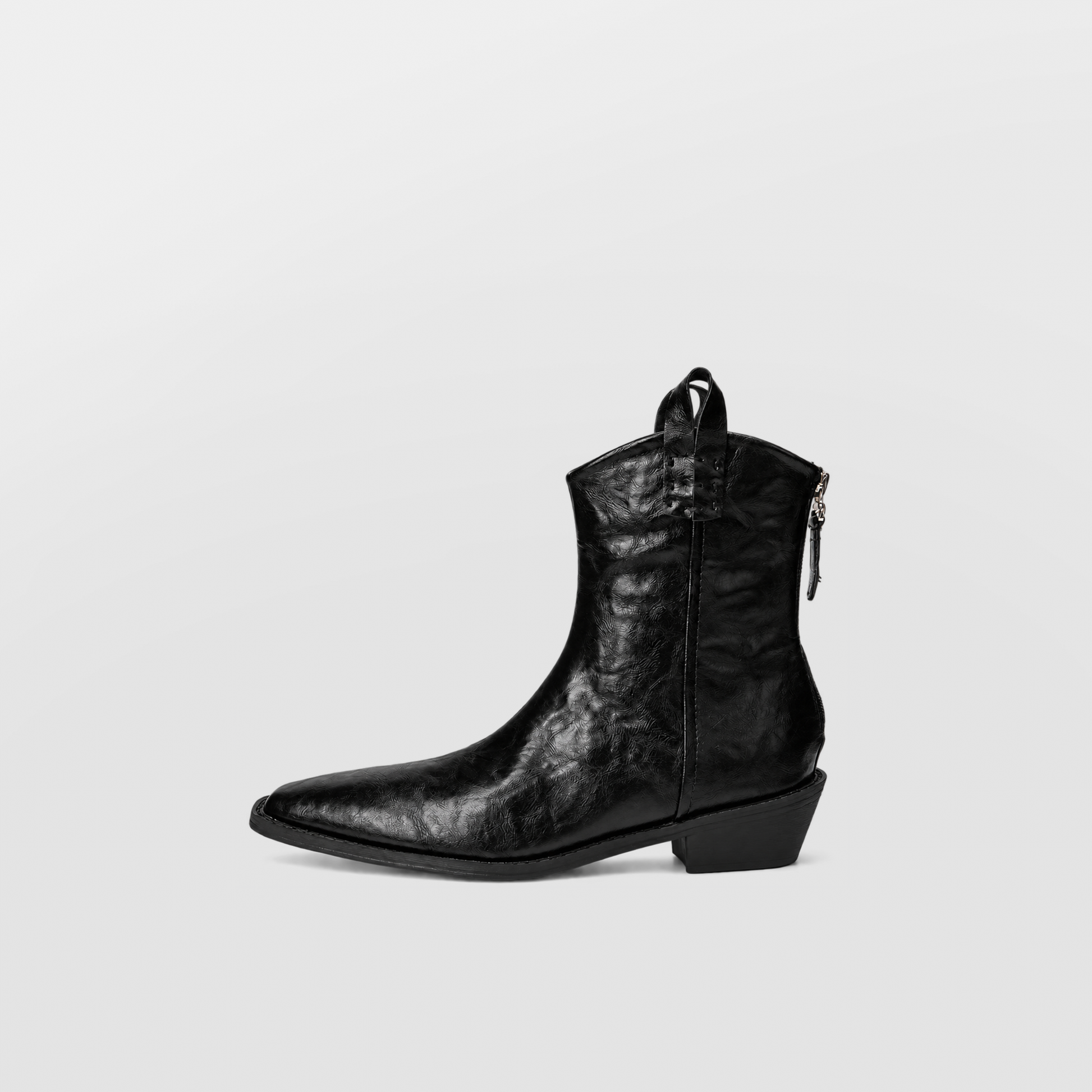Pair of Lil Cacti black and brown pointed toe western ankle boots
