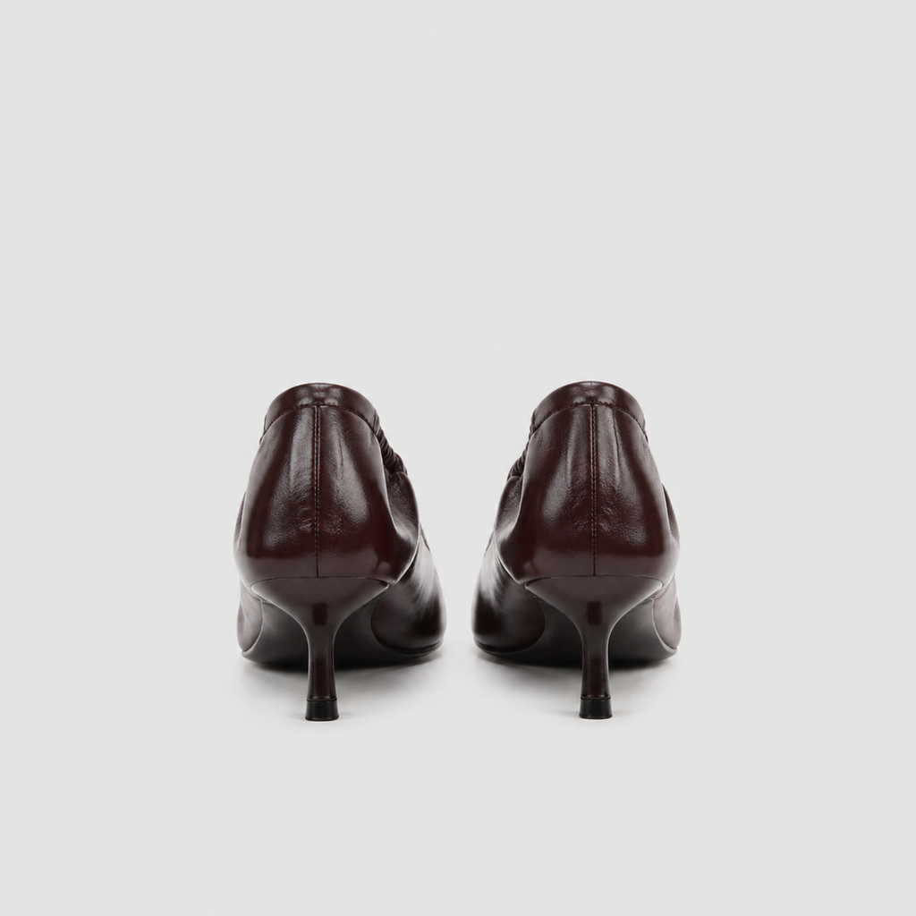 Cerise Patent Ballerina Pumps by Lil Cacti — vegan vegan shoes, detail of the strap