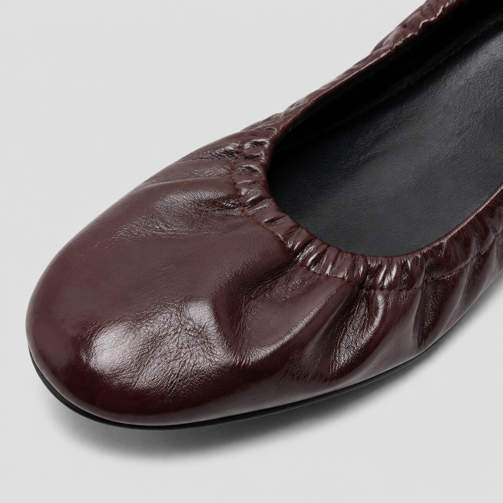 Cerise Patent Ballerina Pumps by Lil Cacti — vegan vegan shoes, pair shown side by side
