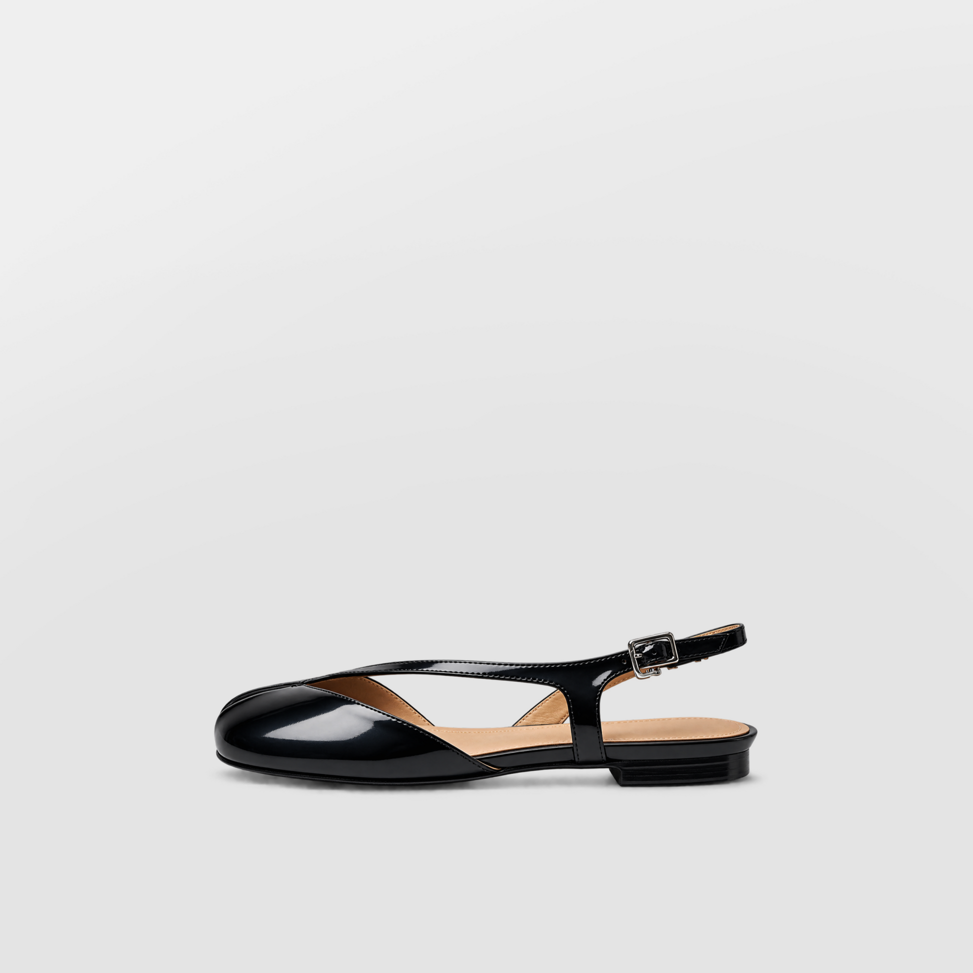 Claudia tabi slingback flats - Black by Lil Cacti — vegan tabi flat, front view