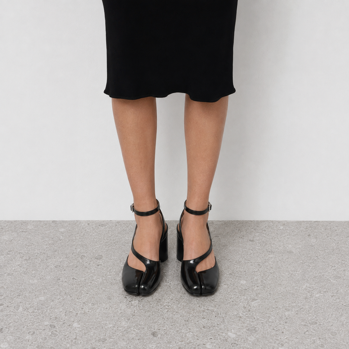 Claudia Tabi Slingback Heels by Lil Cacti — vegan tabi heel, close-up of the toe detail