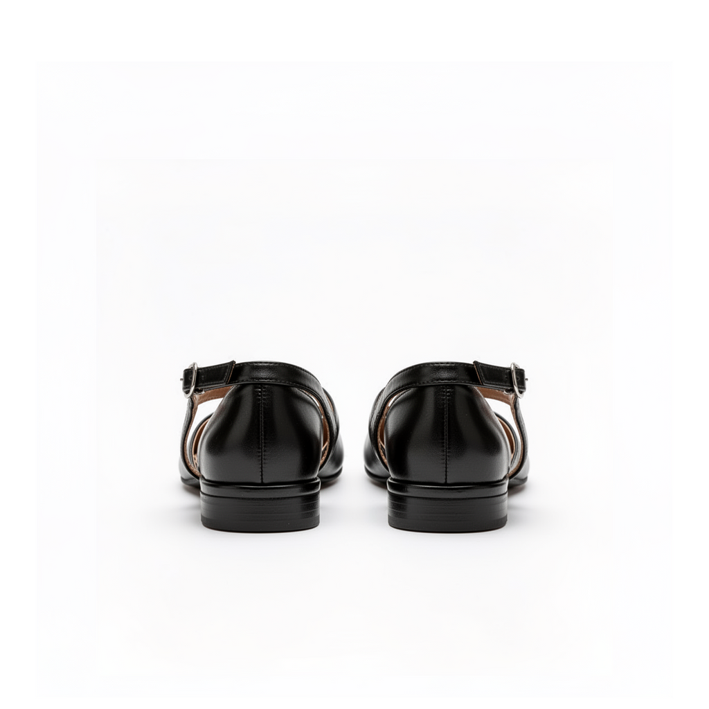 Claudia tabi ballerina flats in glossy black patent by lil cacti