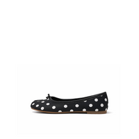 Colette Polka Tabi Ballet Flats — black and white polka dot tabi flats, front view by Lil Cacti